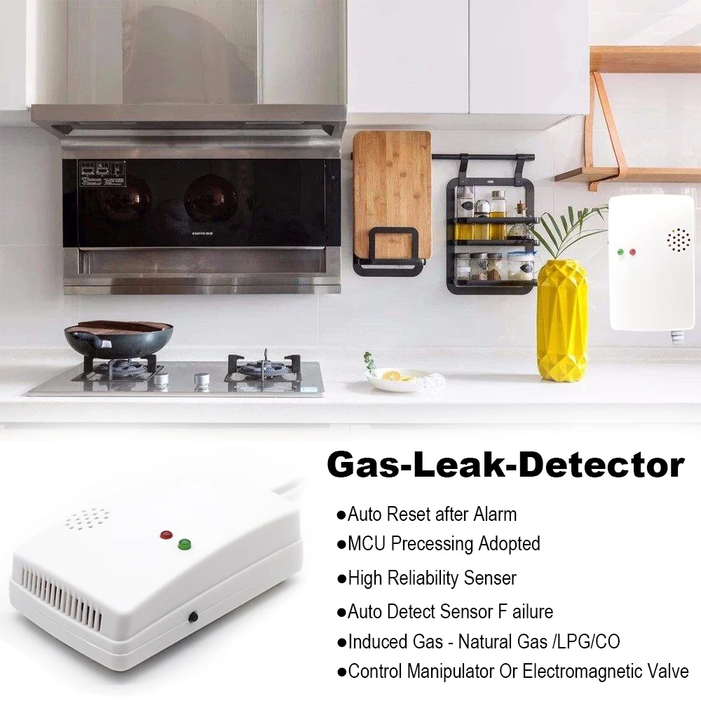 

Natural Gas Leak Detector Combustible Propane Butane Methane Sensor EU Plug Smart Gadgets Alarm System for Home