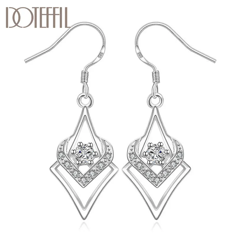 

DOTEFFIL 925 Sterling Silver AAA Zircon Geometry Earrings Charm Women Jewelry Fashion Wedding Engagement Party Gift