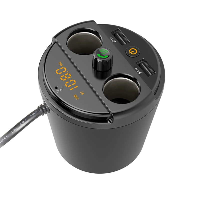 

Multifunctional Car Phone Charger Bluetooth MP3 Player FM Transmitter Cup Cigarette Lighter Adapter Car Styling