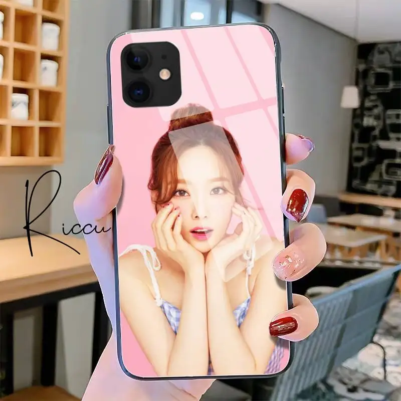 slok kim taeyeon happy phone case tempered glass for iphone 11 pro xr xs max 8 x 7 6s 6 plus se 2020 12 pro max mini case free global shipping