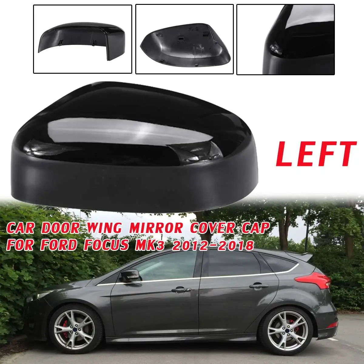 Left gloss black 2 шт. глянцевый серебряный глянцевый черный цвет ABS заднего вида чехол для зеркал отделка чашки для Ford Focus mk2 подтяжку лица 2008-2011 mk3 2012 2013 - Цвет: Left gloss black