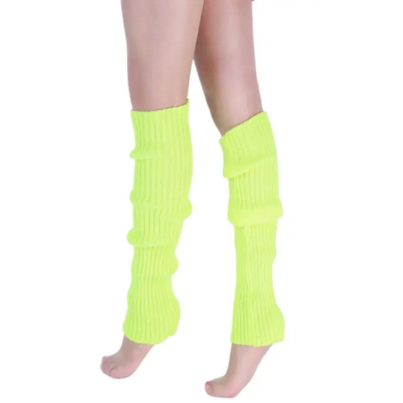 Женские неоновые флуоресцентные ребристые носки 80s вязать крючком для ног яркие