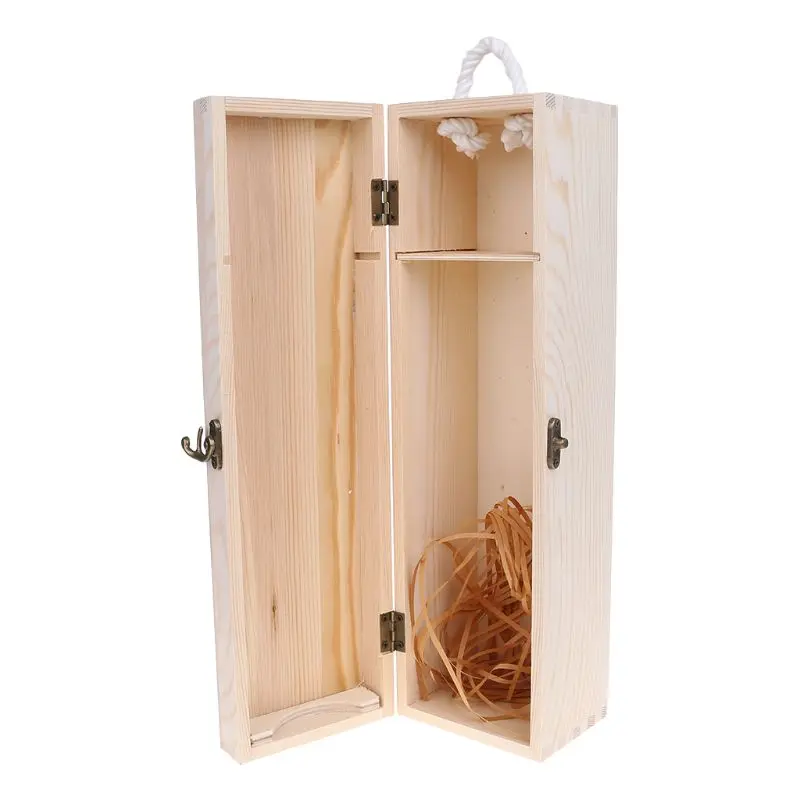 41XB Ретро пустая Одиночная бутылка коробка для красного вина сосновая древесина