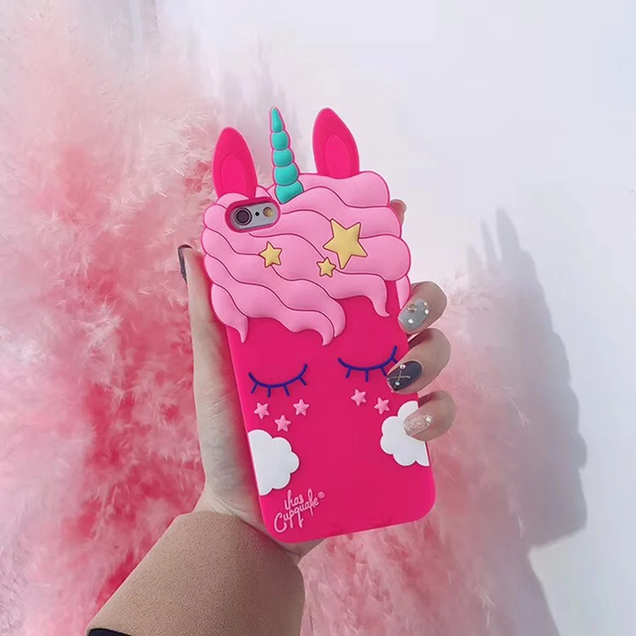 Мягкий силиконовый чехол с 3D рисунком единорога для iPhone 6 6S 5|Бамперы| |