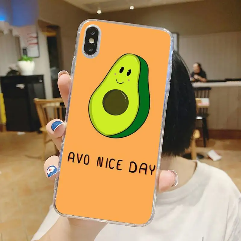 

cartoon avocado aesthetic cute fruit Phone Case Transparent for iPhone 6 7 8 11 12 s mini pro X XS XR MAX Plus