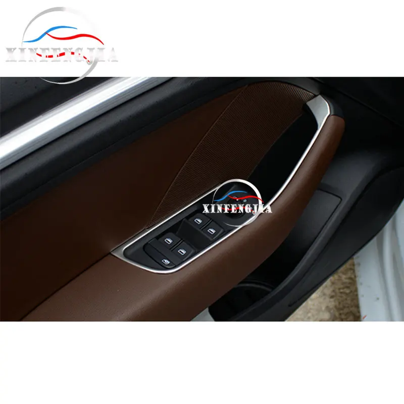For Audi A3 15-17 4pcs Steel Interior Door Armrest Panel Window Lift Cover Trim |