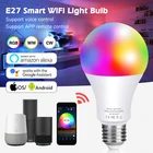 Умная лампочка Tuya Wifii RGB 10 Вт E27E14B22, работает с Alexa Echo и Google Home или ИК-пультом дистанционного управления, умная Светодиодная лампа для вечерние