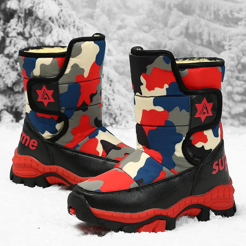 

Children Winter Snow Boots Warm New Boys Waterproof Thicken Fur Winter Boots Girls Fashion Ski Boots Warm Minus 40 Degrees