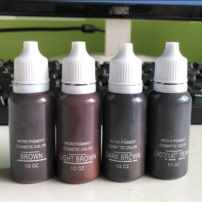 15ml 4 Colors Black Permanent Makeup Micro Pigments Set BTCH Tattoo Ink Cosmetic Kit for Tattoo Eyebrow Lip Makeup Mixed Color