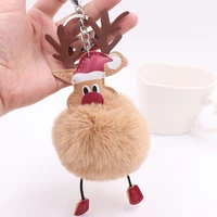 christmas cute plush keychain elk key ring charming cars key bag pendant santa claus fasion jewelry ball decoration