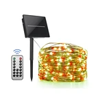 Уличная светодиодная гирлянда RF на солнечной батарее, праздничная Рождественская Праздничная лампа для сада, Красный с зеленым свесветильник, 17 клавиш