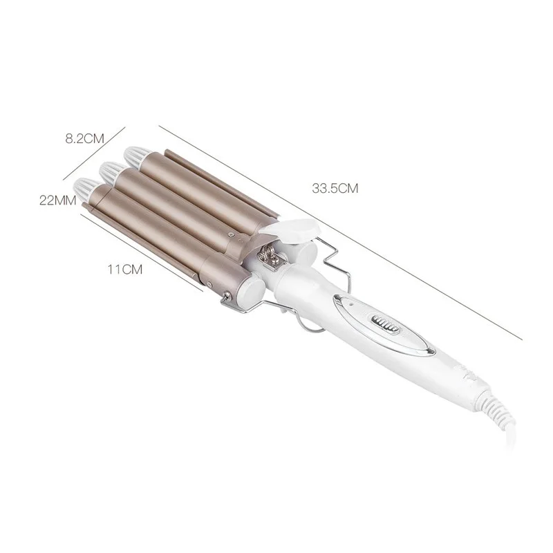 

Professional Hair Curling Iron 22mm Ceramic 3 Barrel Roll Big Waves Volumizing Fluffy Hair Curler Styling Tool Salon Styler-Wand