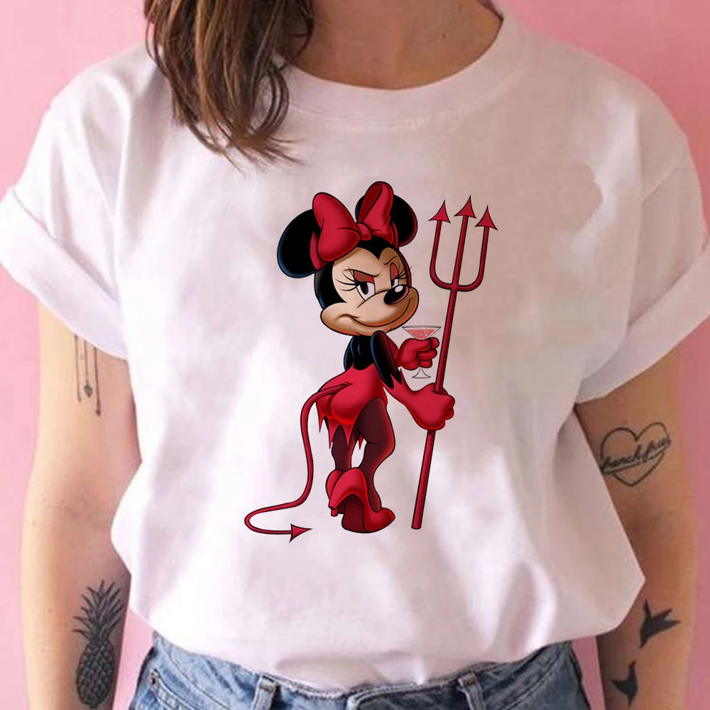 Женские летние футболки Disney 2022 уличная одежда с Минни Маус женская модная