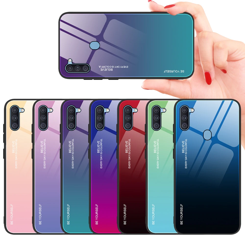 Чехол из закаленного стекла для Samsung A11 A31 31 градиентный чехол Galaxy A1 1 11A защитный |