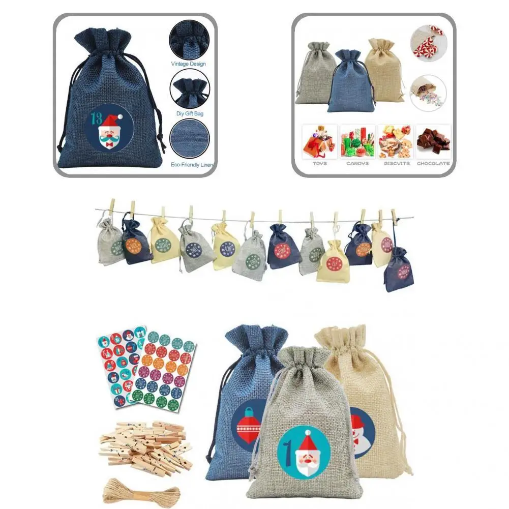 

Tear-resistant 1 Set Small DIY Delicate Xmas Gift Bags Embellishments Anti-fade Candy Bags Decorative for Shopping Mall