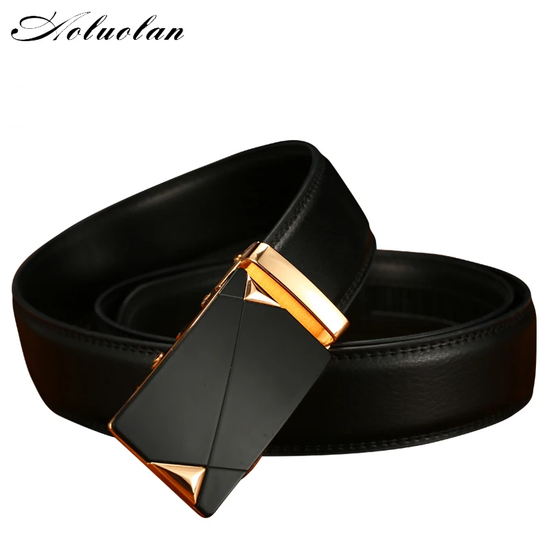 Aoluolan mens new brand designer belts high quality Automatic buckle  for men genuine leather belts