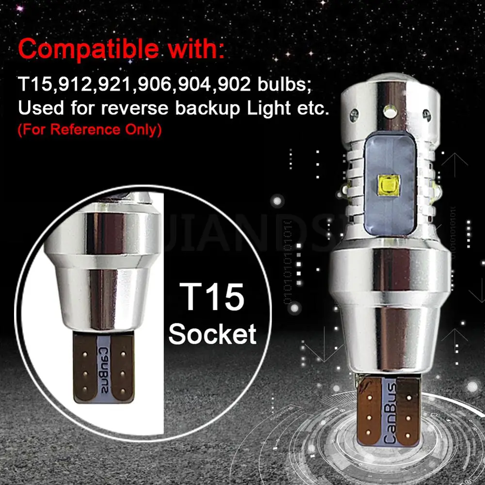 2 шт. AC12V 24V 80W 30W 50W T15 W16W заднего хода автомобиля светильник светодиодный Canbus лампы