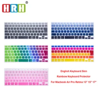 hrh 50pcs anti dust rainbow english keyboard cover skin protector for macbook air pro retina 13 15 17 japanese version
