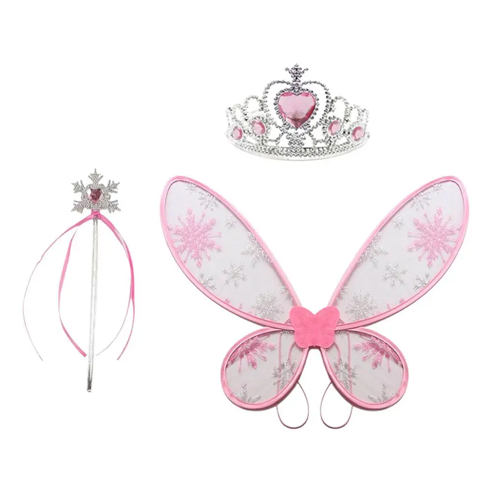 

Costume Wings For Girls Fairy Wings Tiara Wand Butterfly Wings Set 3 In 1 Fairy Costume For Dressing Parties For Halloween Chr