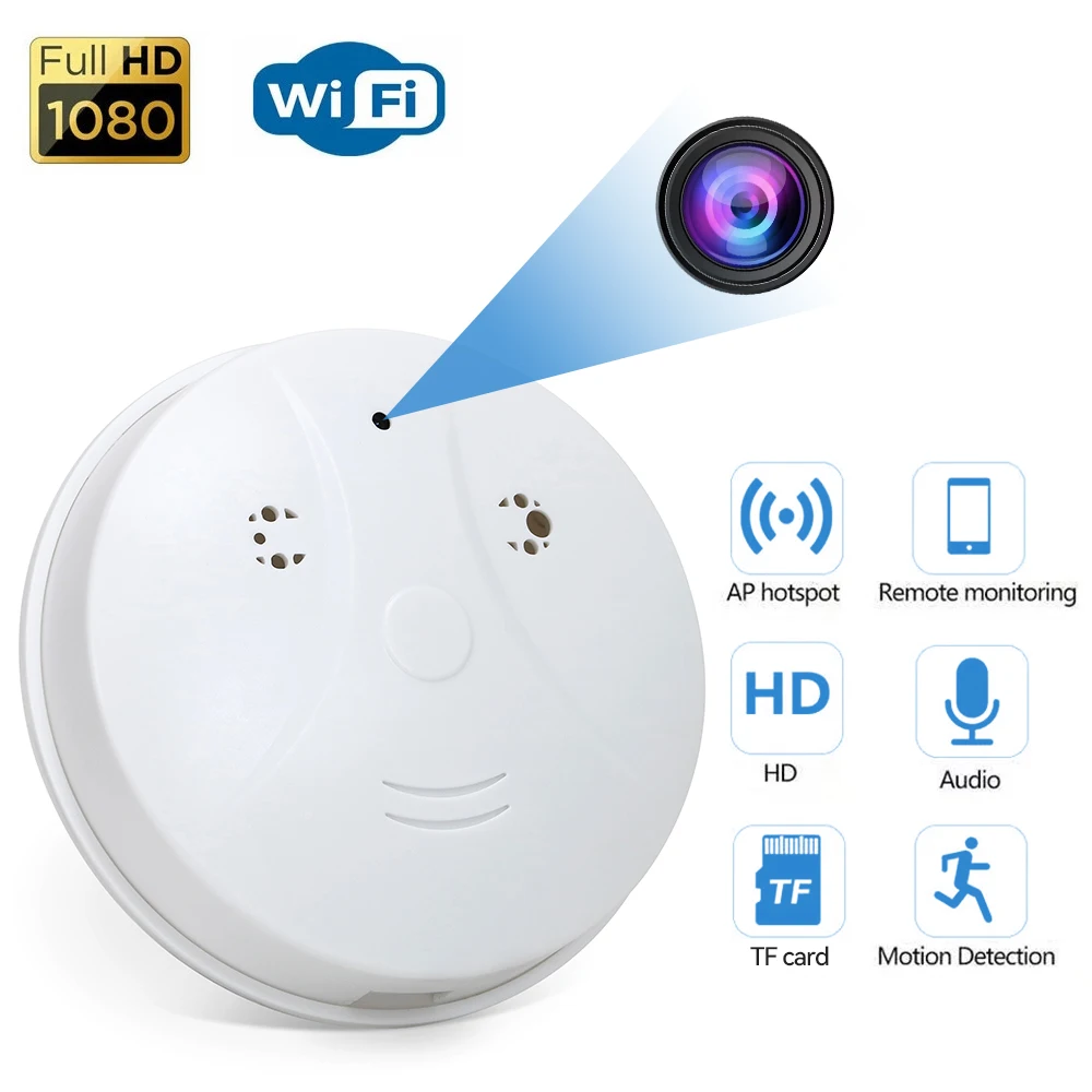 

Мини-камера с детектором дыма, 1080P, Wi-Fi