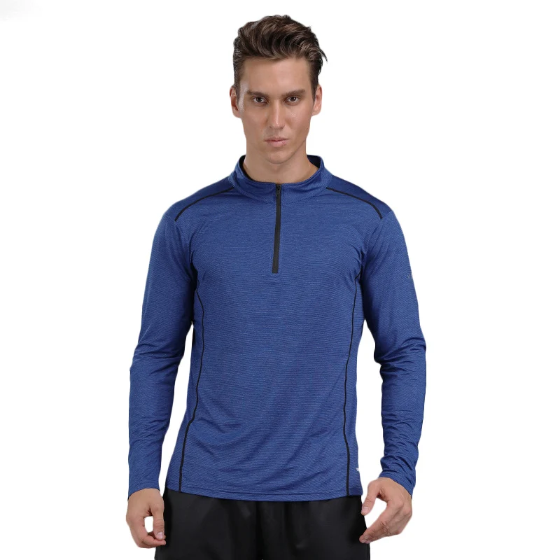 Spring and winter running long shirt men's quick-drying exercise compression sports gym workout outdoor climbing training - Цвет: Синий