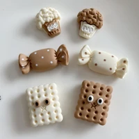 20pcs cookie popcorn candy flat back planar resin girl hairpin crafts materials patch diy clothing shoes scrapbook accessories