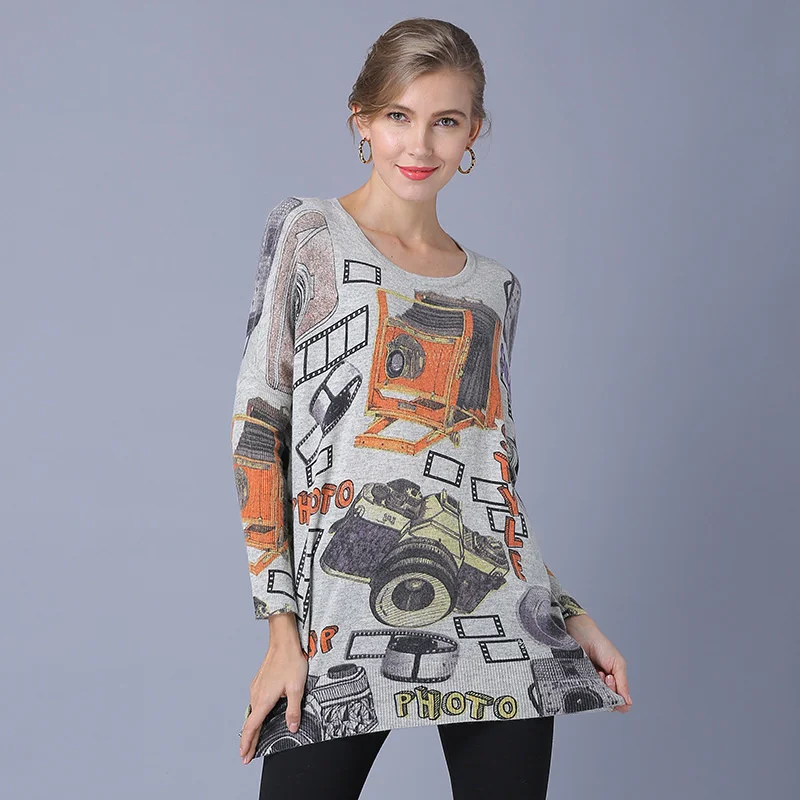 

Autumn Women's Ugly Sweater Casual Pullover Long Sleeve Top Loose Backing Knitted Jumper Artistic Basic Ladies Sweater