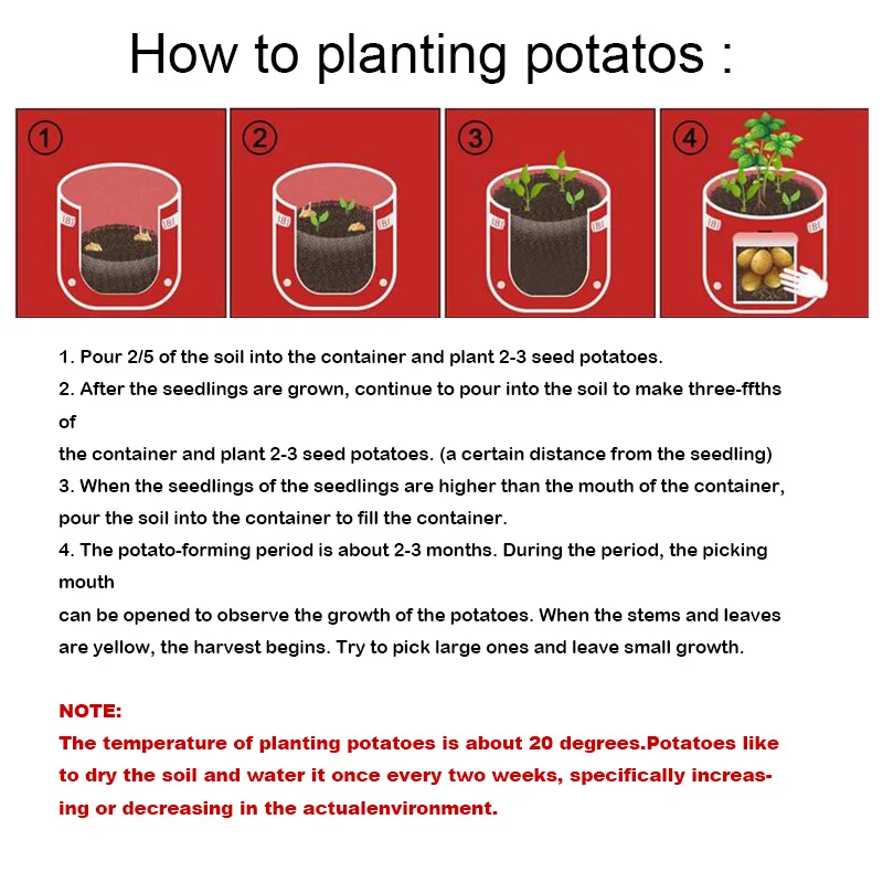 

3 5 10 gallon Potato Plant Grow planter Bag DIY PE jardin Planting Vegetable Gardening tomato growing Pots Bag home Garden Tool