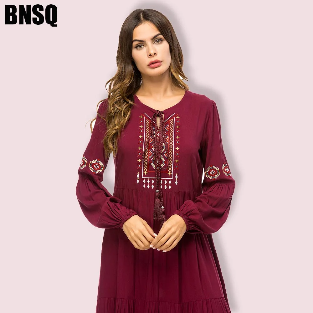 BNSQ плюс размер abaya мусульманское длинное платье для девочки без хиджаба