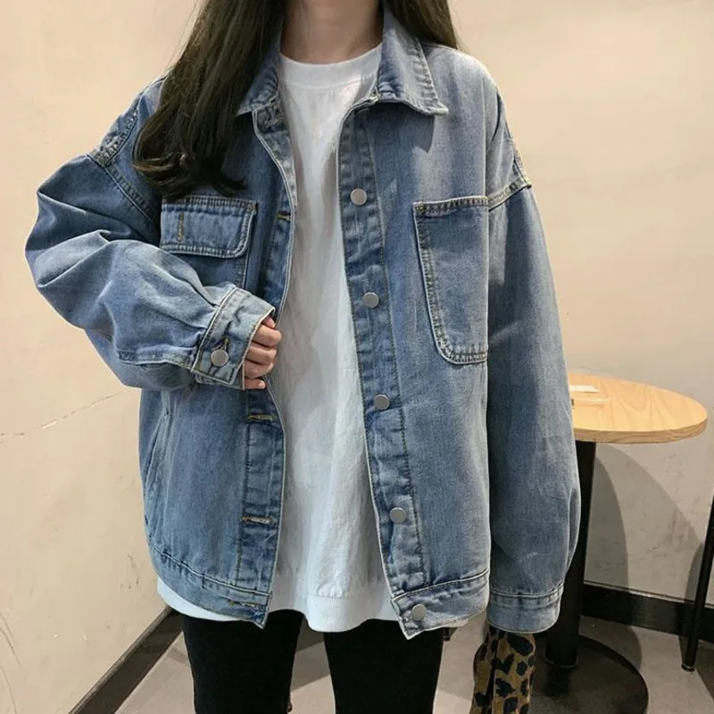 Однотонная джинсовая куртка женские джинсы куртки-бомберы для женщин пальто