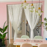 wavy edge white lace embroidered tulle sheer window curtains for home living room bedroom decoration in the kitchen cafe curtain