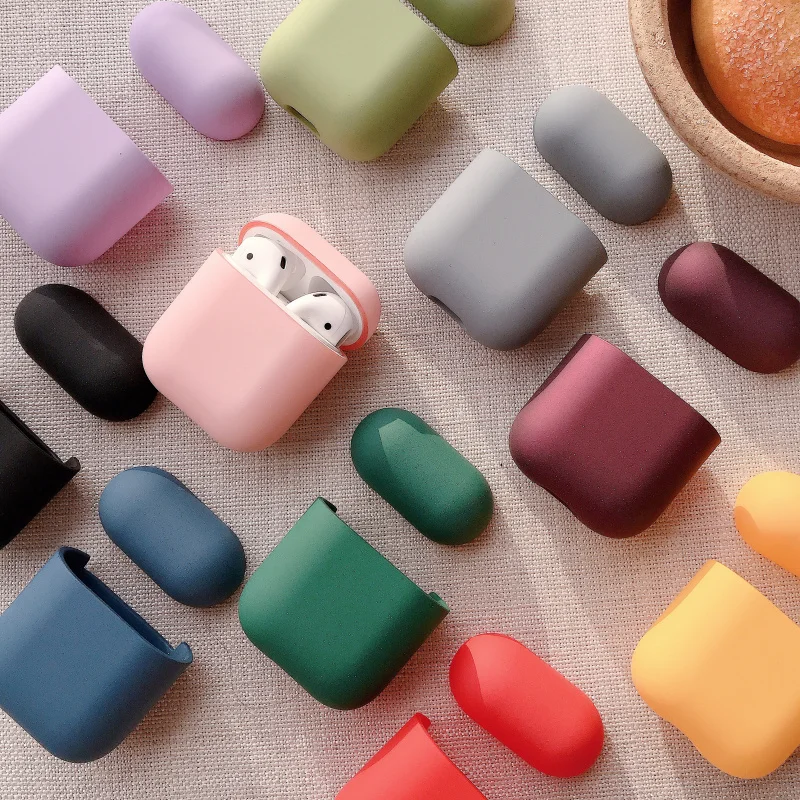 Жесткий чехол для наушников для Apple Airpods 1/2 противоударный чехол для Apple гарнитура для Airpods чехол s Матовый розовый защитный чехол для пары