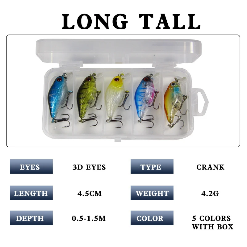 5Pcs/box Mini Minows Fishing Lures 4.2g/45mm Wobblers Hard Bait Set Bionics Artificail Depth 0.5m-1m Crankbait | Спорт и развлечения