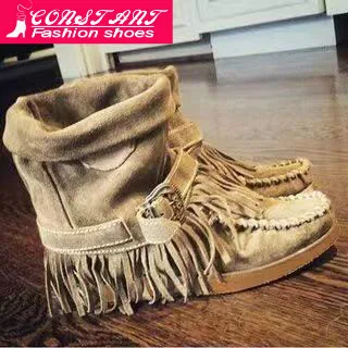 Женские ковбойские сапоги до середины икры на низком каблуке с бахромой в