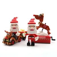 christmas series bricks toys icy snow santa reindeer elk clockwork music box fantasy unicorn model kit for kid gifts