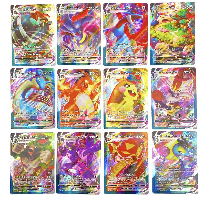 50-300 шт. блестящие карты Pokemon V MAX GX Лидер продаж этикетка команда VMAX EX английская