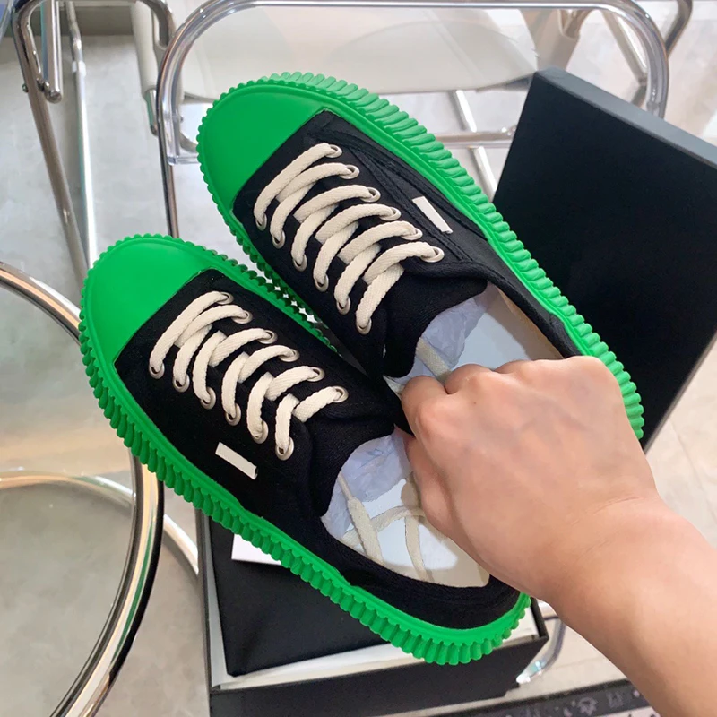 

Jelly Bottom Candy Color Canvas Shoes For Female Students Summer Women Fashion Sneakers Low-rise Lace Up White Pink Size 35-40