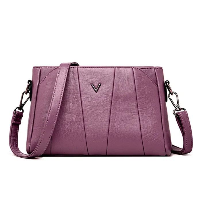 PURPLE Новые женские сумки-мессенджеры Feminina Bolsa роскошные кожаные сумки женские сумки дизайнерские Sac основная Женская Повседневная сумка на плечо - Цвет: PURPLE