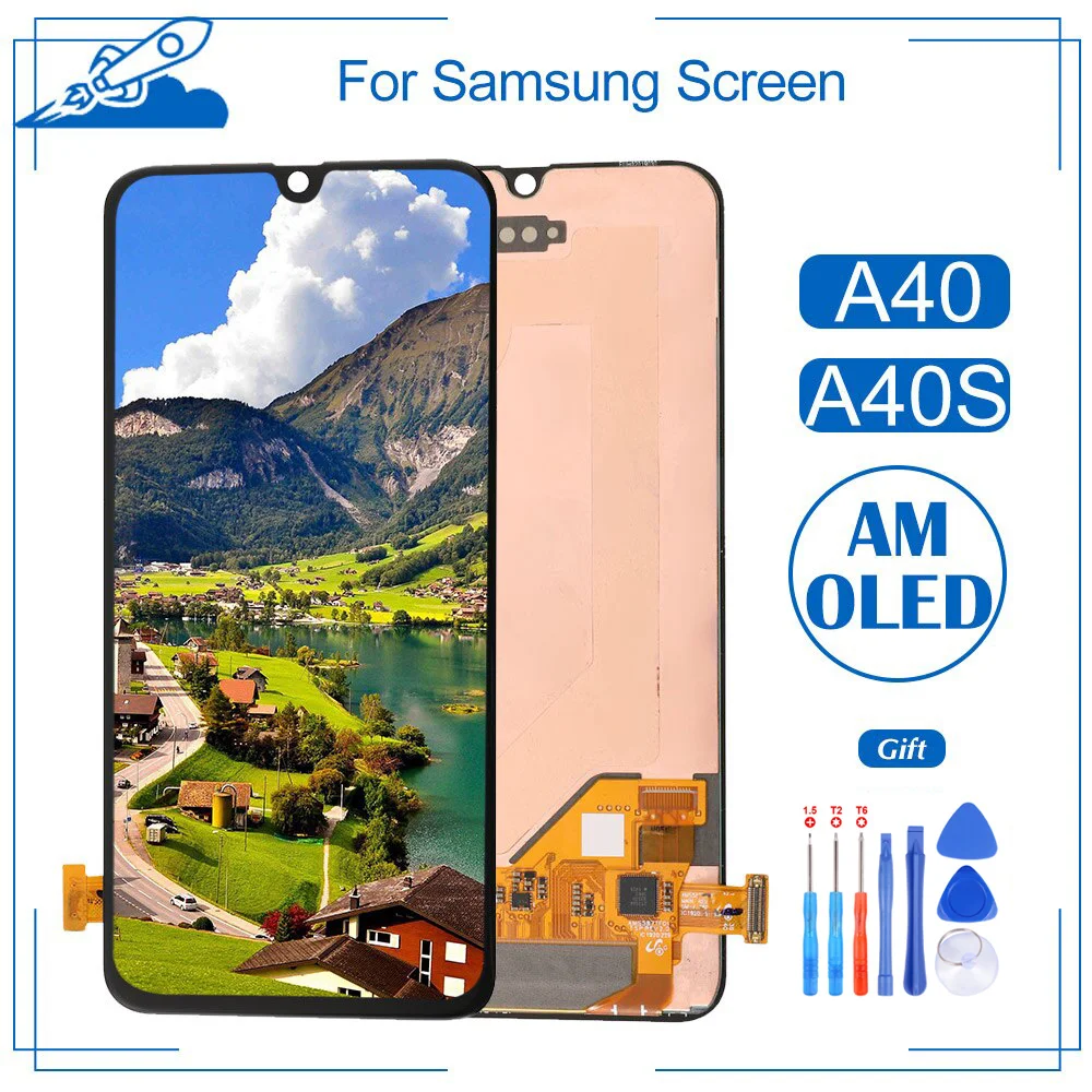 ЖК-дисплей и сенсорный датчик AMOLED для Samsung Galaxy A40 A40S, ААА + OEM дигитайзер в сборе, замена без битых пикселей