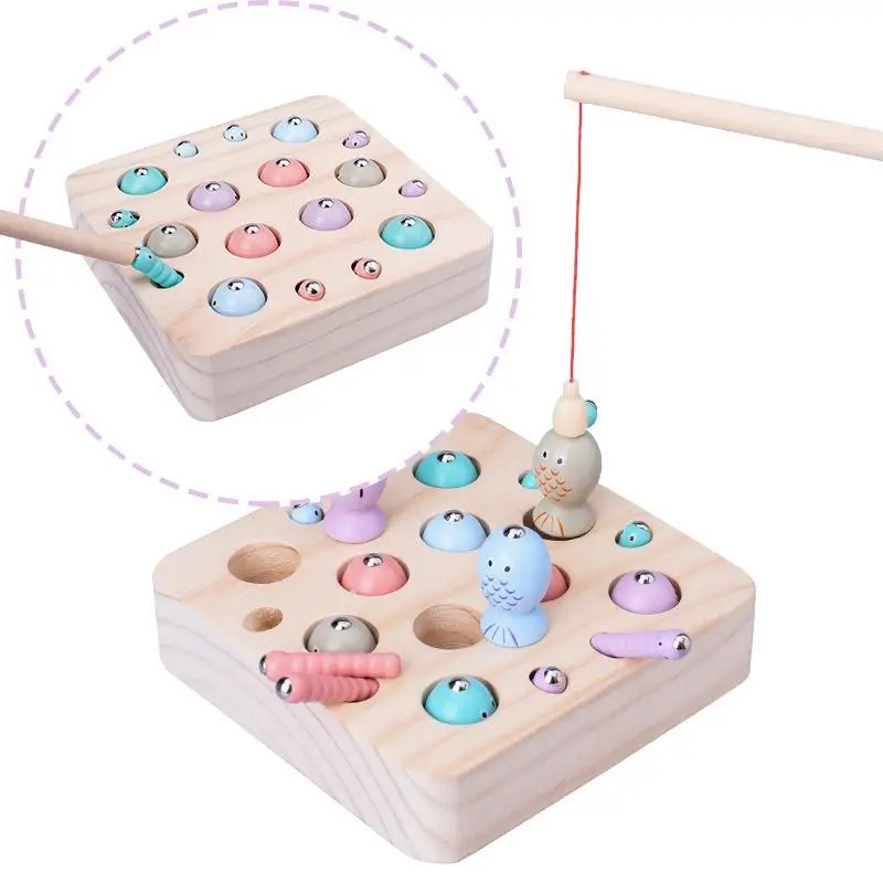 

Wooden Magnetic Caterpillar Caterpillar Fishing Children's Toy Early Education Hand-eye Coordination Game Caterpillar Baby Toy