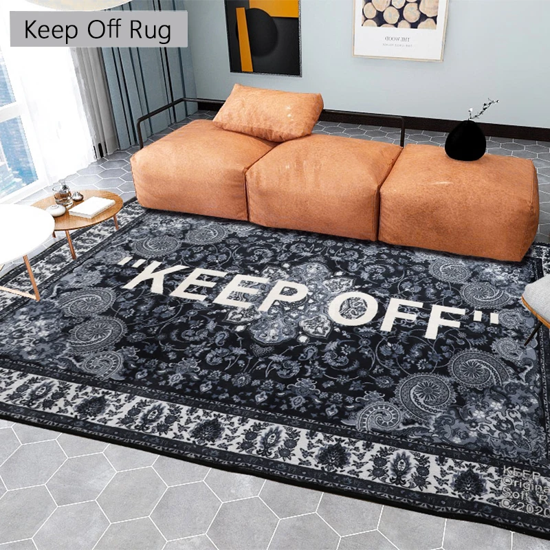 

Keep Off White and Black Carpet Area Rug for Living Room Fashion Bedroom Bedside Bay Window Trendy Lint-free Floor Mat Anti-slip