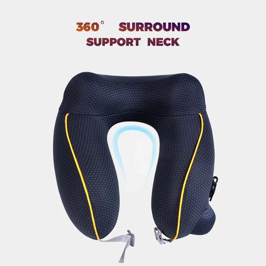 Inflatable U Shape Neck Cushion Travel Pillow Air Cushion Self-inflating Button Travel Neck Pillow Inflatable Airplane Pillow