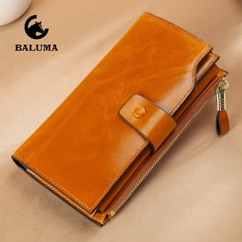 

Premium Genuine Cow Leather RFID Wallet Women Luxury Brand Designer Long Clutch Purse Vinage Money Bag Credit ID Card Holder