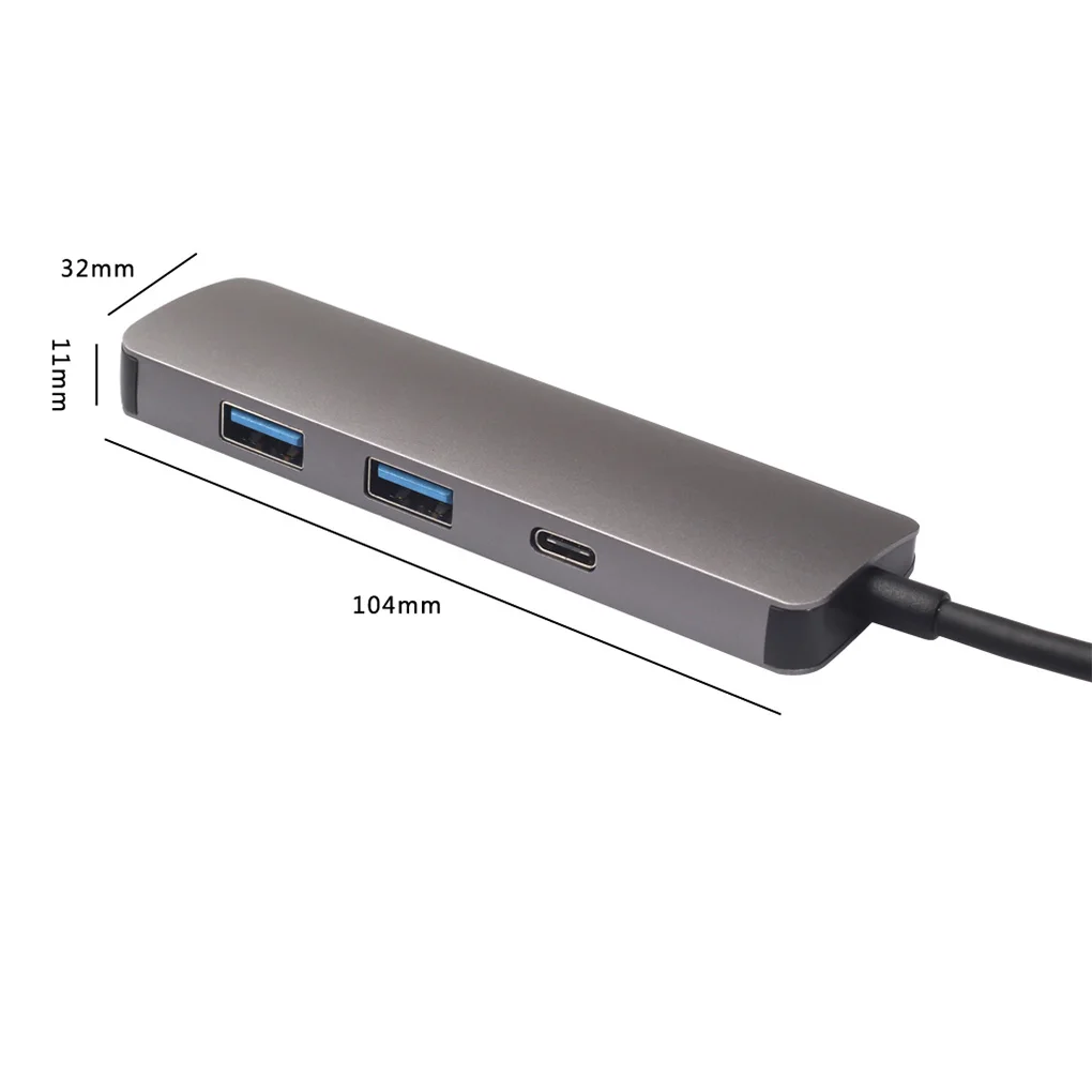 

4 in 1 Type-C to HD Multiport Adapter Video Converter USB 3.0 Hub Port Portable Laptop PD Quick Charging Port