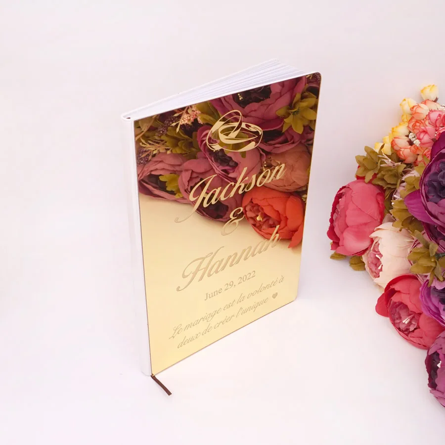 Индивидуальная акриловая книга для гостей с гравировкой свадебные подарки на