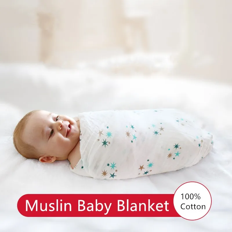 Детское одеяло из муслина для новорожденных Мягкое хлопковое младенцев