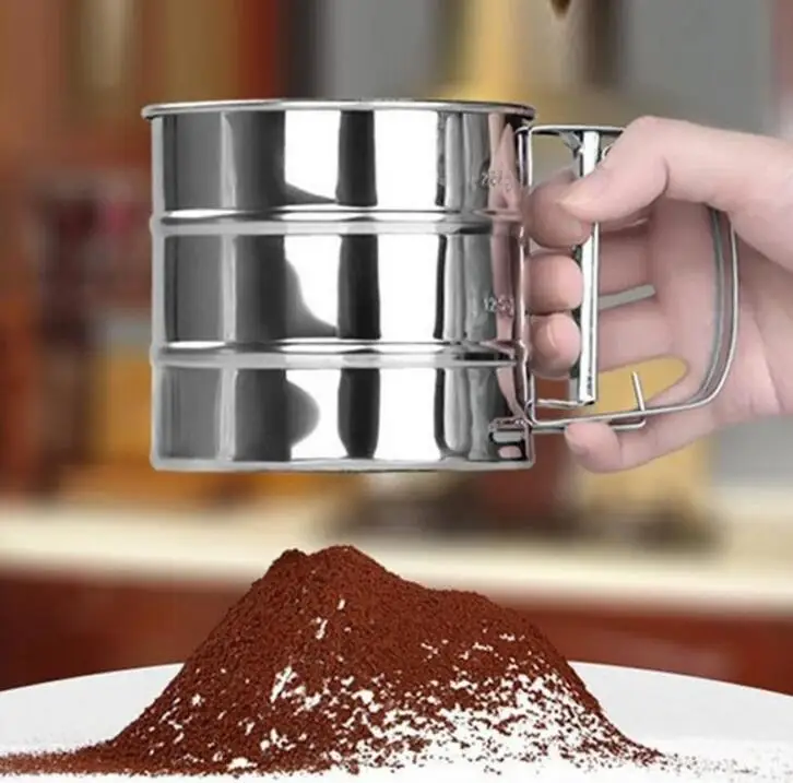 Маленькая ручная чашка сито для муки из нержавеющей стали прессованная сахарной
