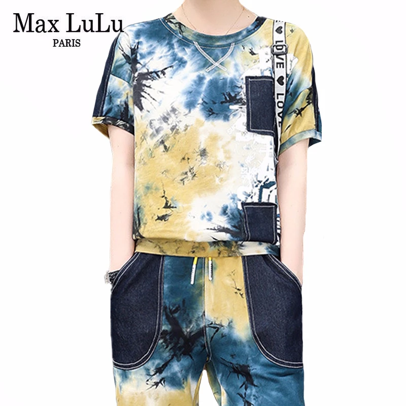 

Женский комплект из двух предметов Max LuLu, Повседневный хлопковый винтажный костюм с принтом, свободный топ и брюки в европейском стиле, лето ...