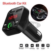 car charger with fm transmitter bluetooth receiver handfree disctf card play music for samsung xiaomi iphone dual usb charger
