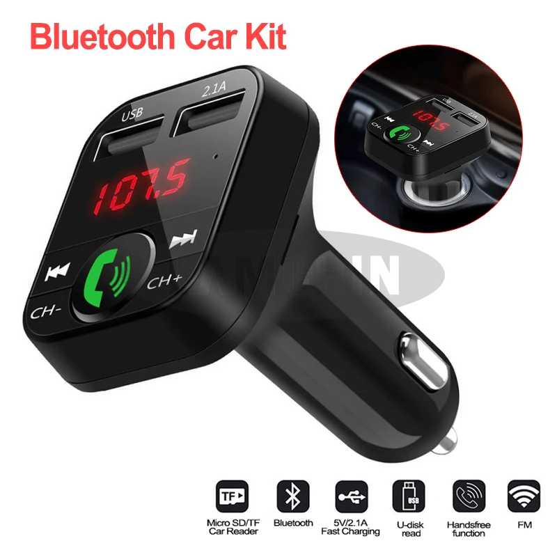 Автомобильное зарядное устройство с FM передатчиком Bluetooth приемником диском